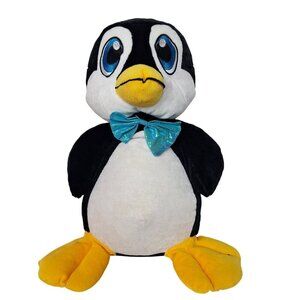 Nanco Penguin Black and White Plush with Blue Bow 14 Inch
